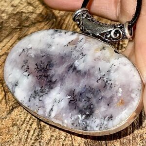 Large Sideways Dendritic Agate Pendant 1 1/2”x 2 1/2”